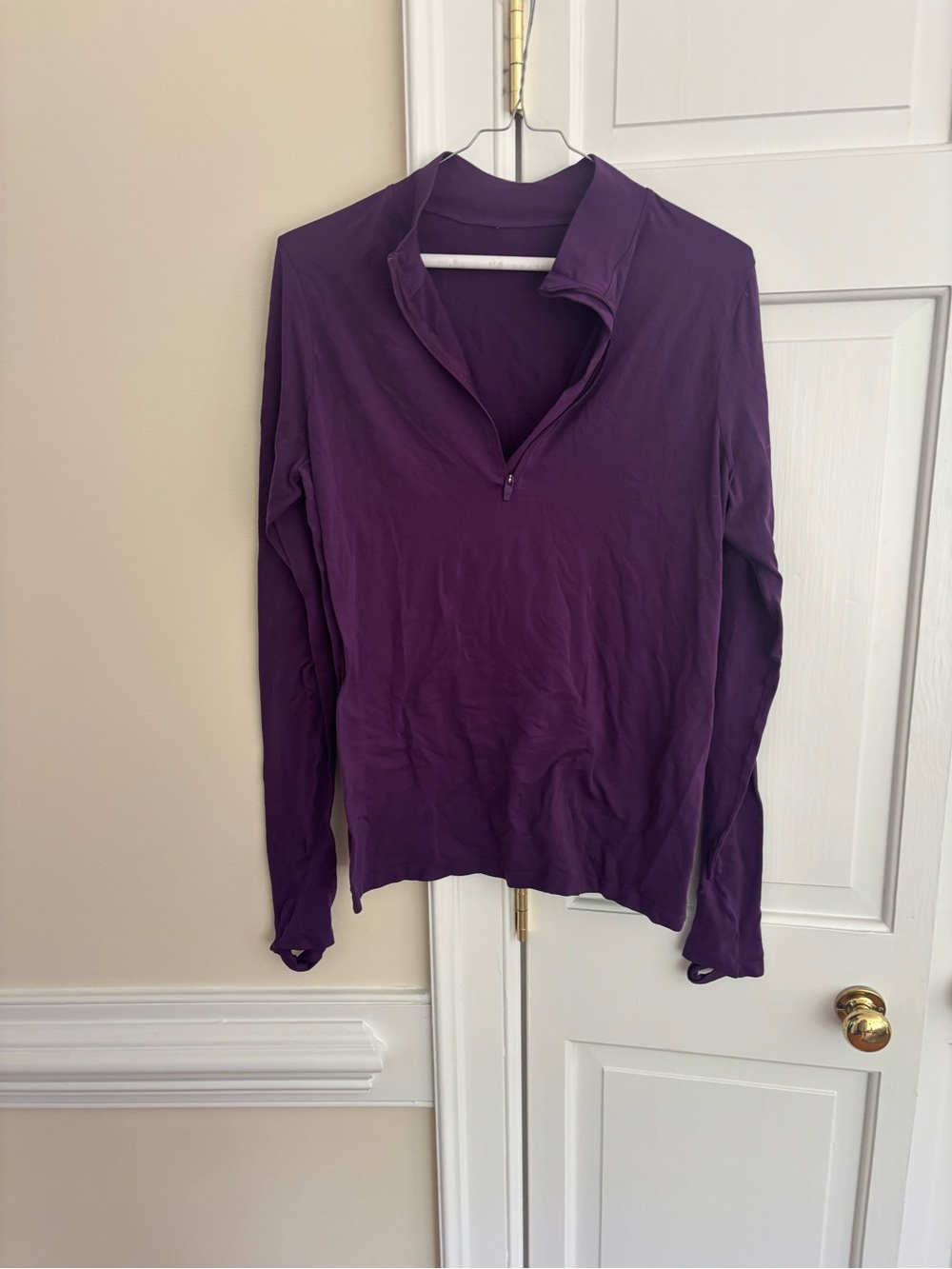 Fabletics Deep Purple Quarter-Zip Long Sleeve Top